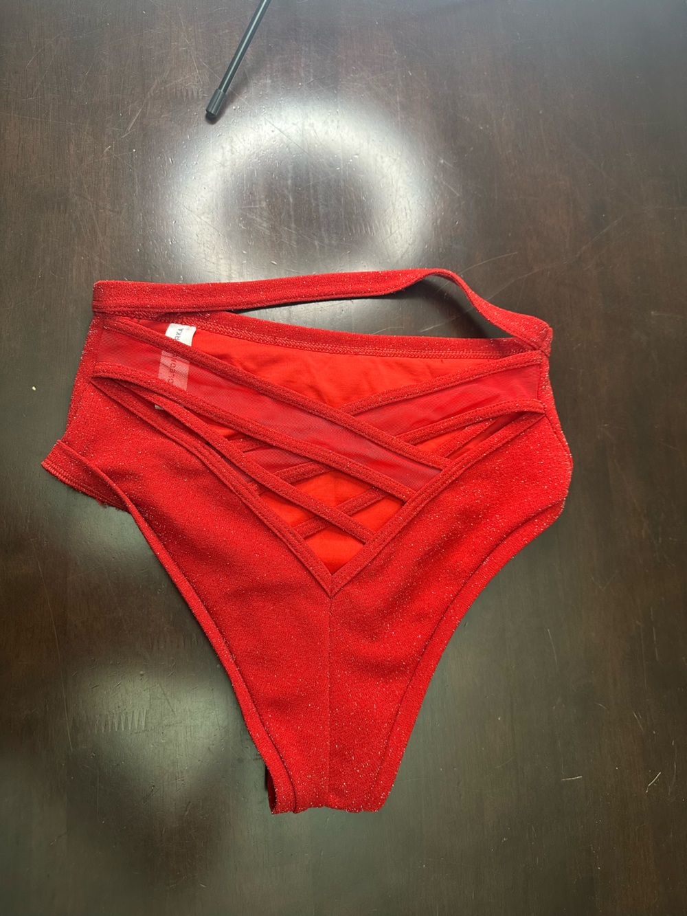Red High-Waist Strappy Women's Shorts